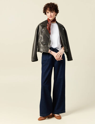 Jeans jogging élastiqué denim brut rinse femme
