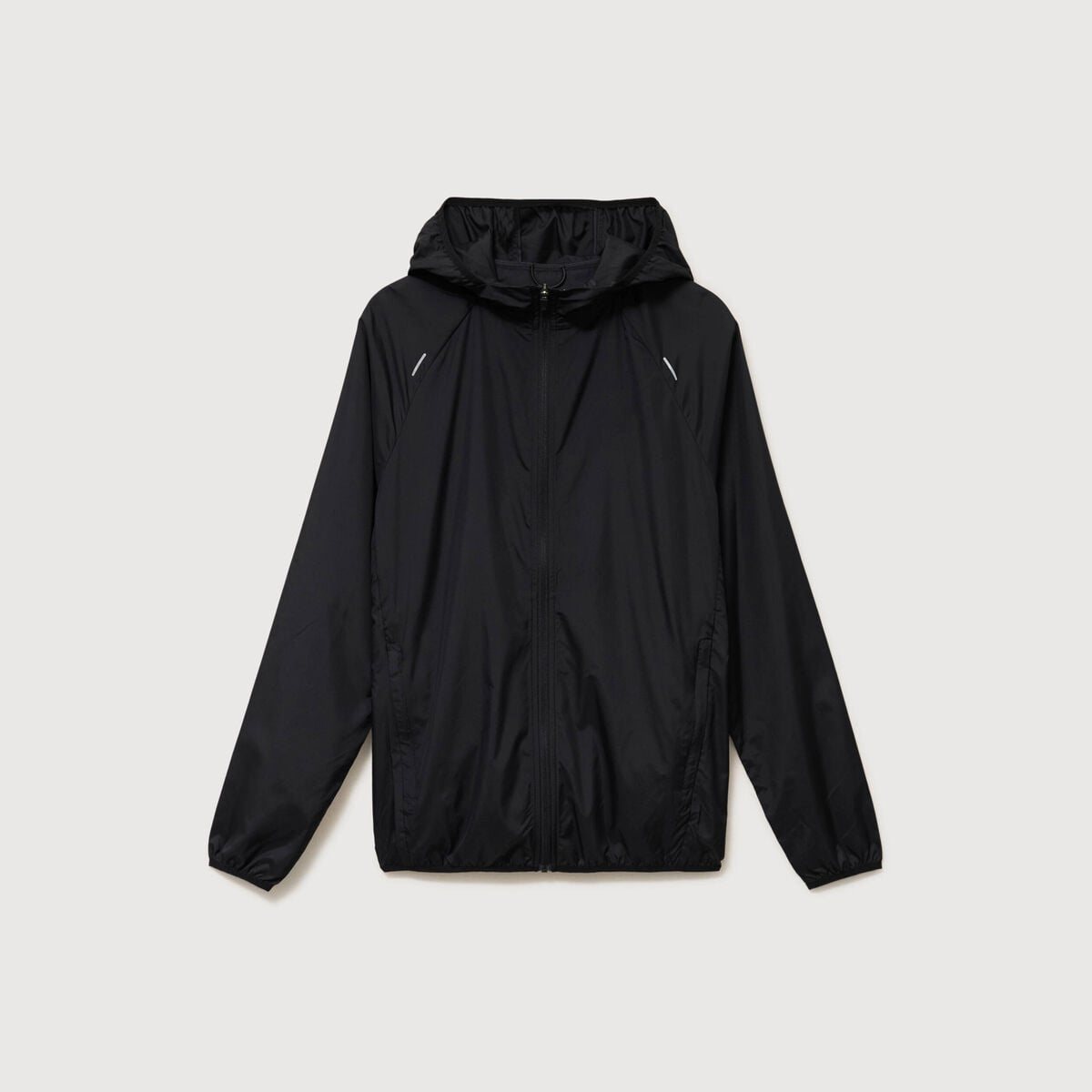 Blouson droit &agrave; capuche manches longues noir homme