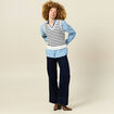 Pull sans manches col en V ecru femme