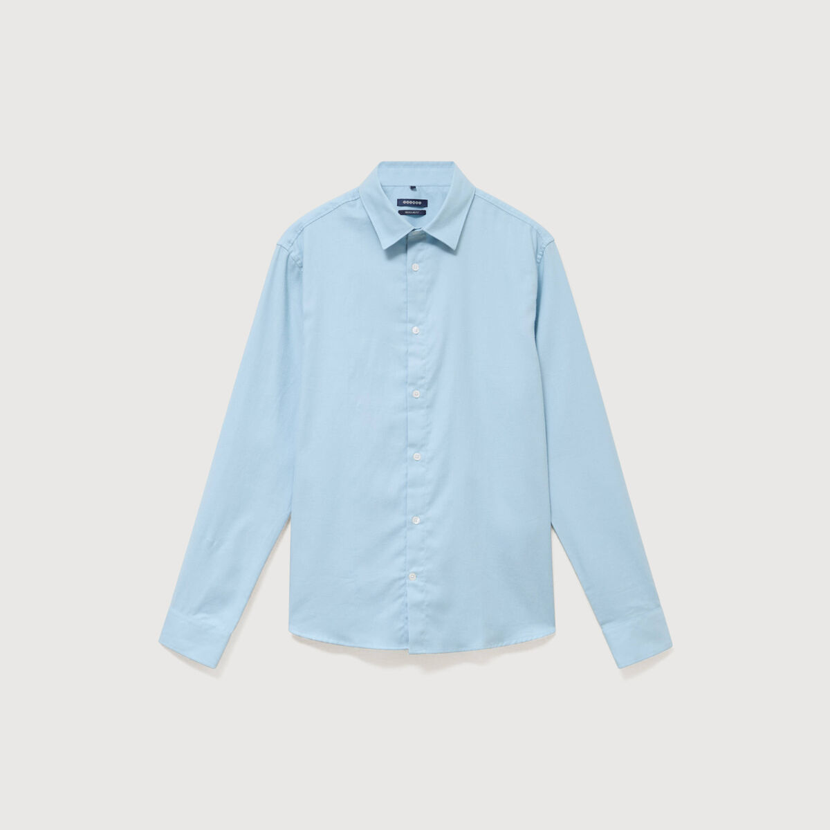 Chemise droite en coton manches longues bleu gris homme