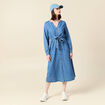 Robe longue évasée en jean denim used femme