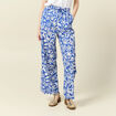 Pantalon large taille haute bleu femme