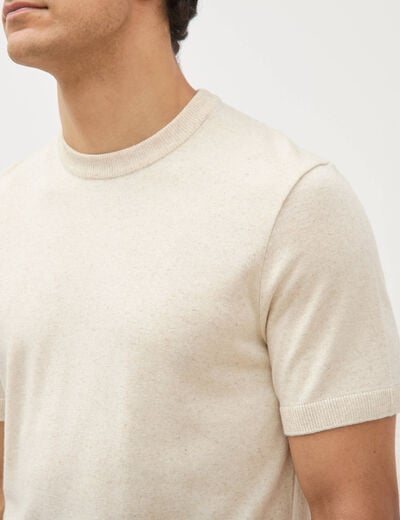 T-shirt col rond manches courtes ecru homme