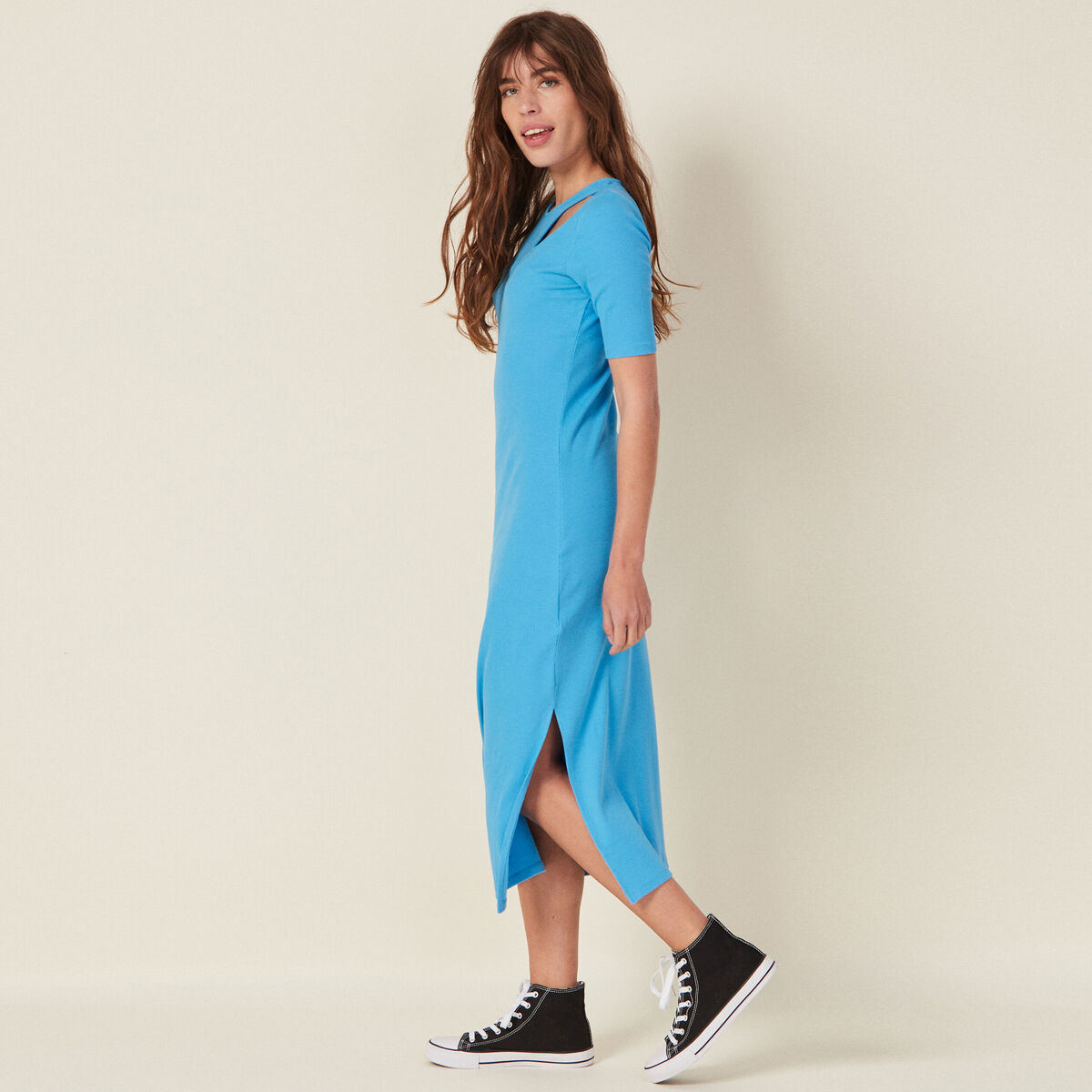 Robe longue bleu femme