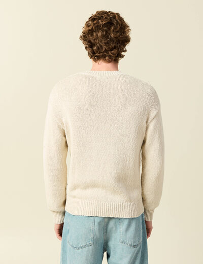 Pull col rond manches longues en coton sable homme