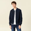 Blouson court manches longues doubl&eacute; bleu marine homme