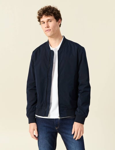 Blouson court manches longues doubl&eacute; bleu marine homme