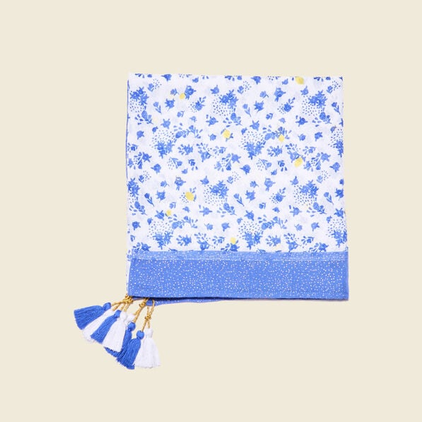 foulard a pampilles bleu electrique femme Foulard à pampilles bleu electrique femme