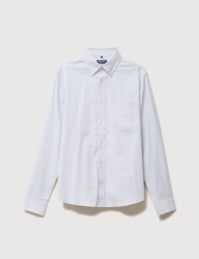 Chemise manches longues col am&eacute;ricain bleu gris homme