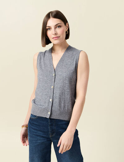 Gilet sans manches gris clair femme