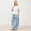 T-shirt droit col rond manches courtes blanc femme