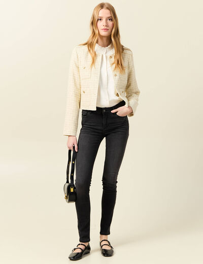 Jeans skinny push up denim gris femme