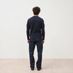Pull manches longues col rond bleu marine homme