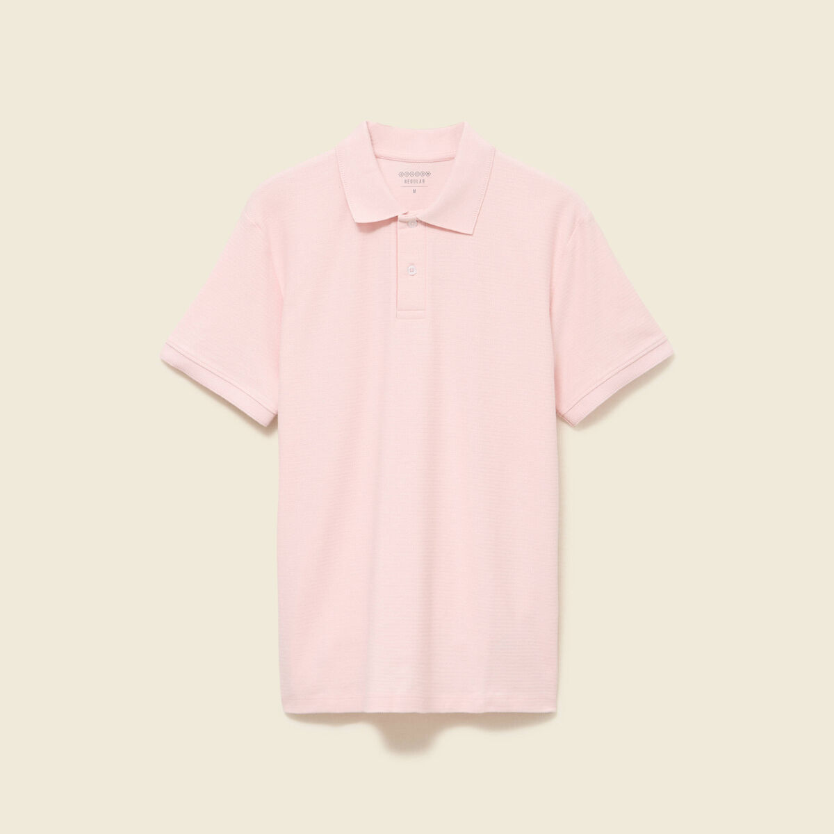 Polo cintr&eacute; manches courtes rose clair homme