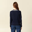 Polo avec torsade et c&oelig;ur brod&eacute; bleu marine femme