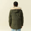 Parka longue droite &agrave; capuche vert kaki homme