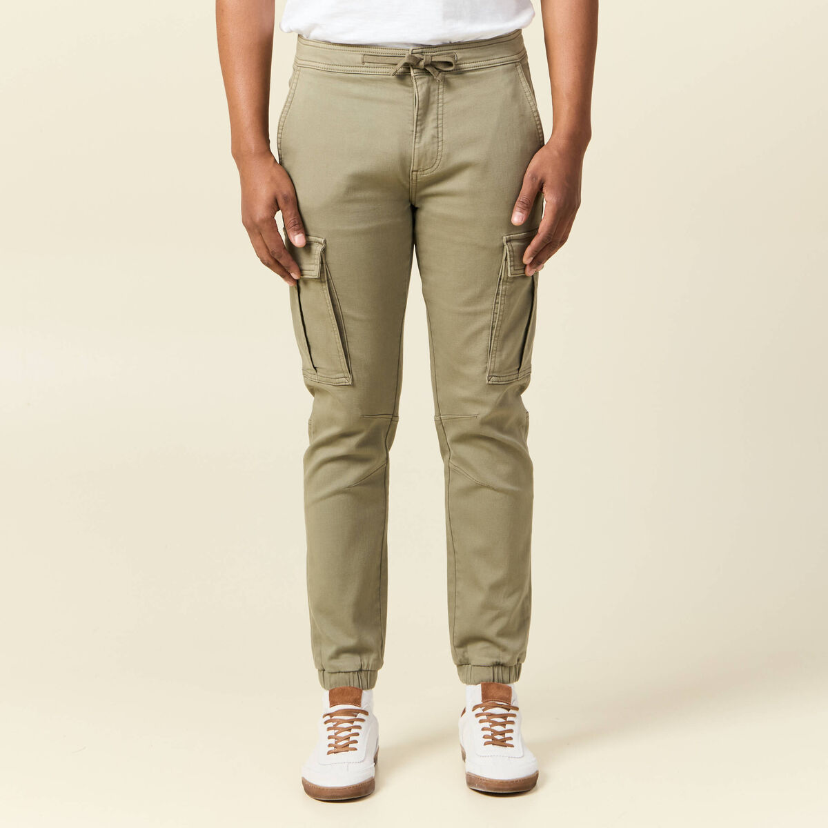 Pantalon battle bas resserré vert kaki homme