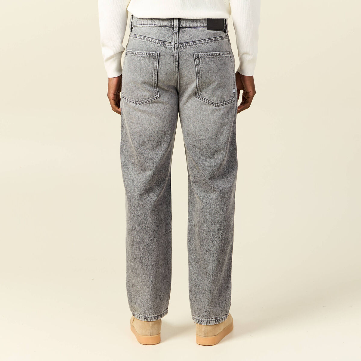 Jeans relax 5 poches denim gris homme