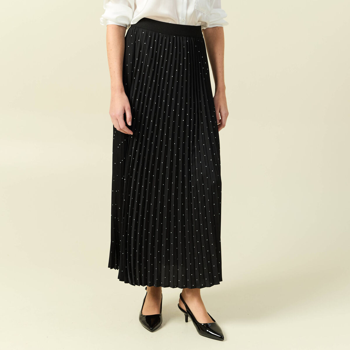 Jupe satin&eacute;e noir femme