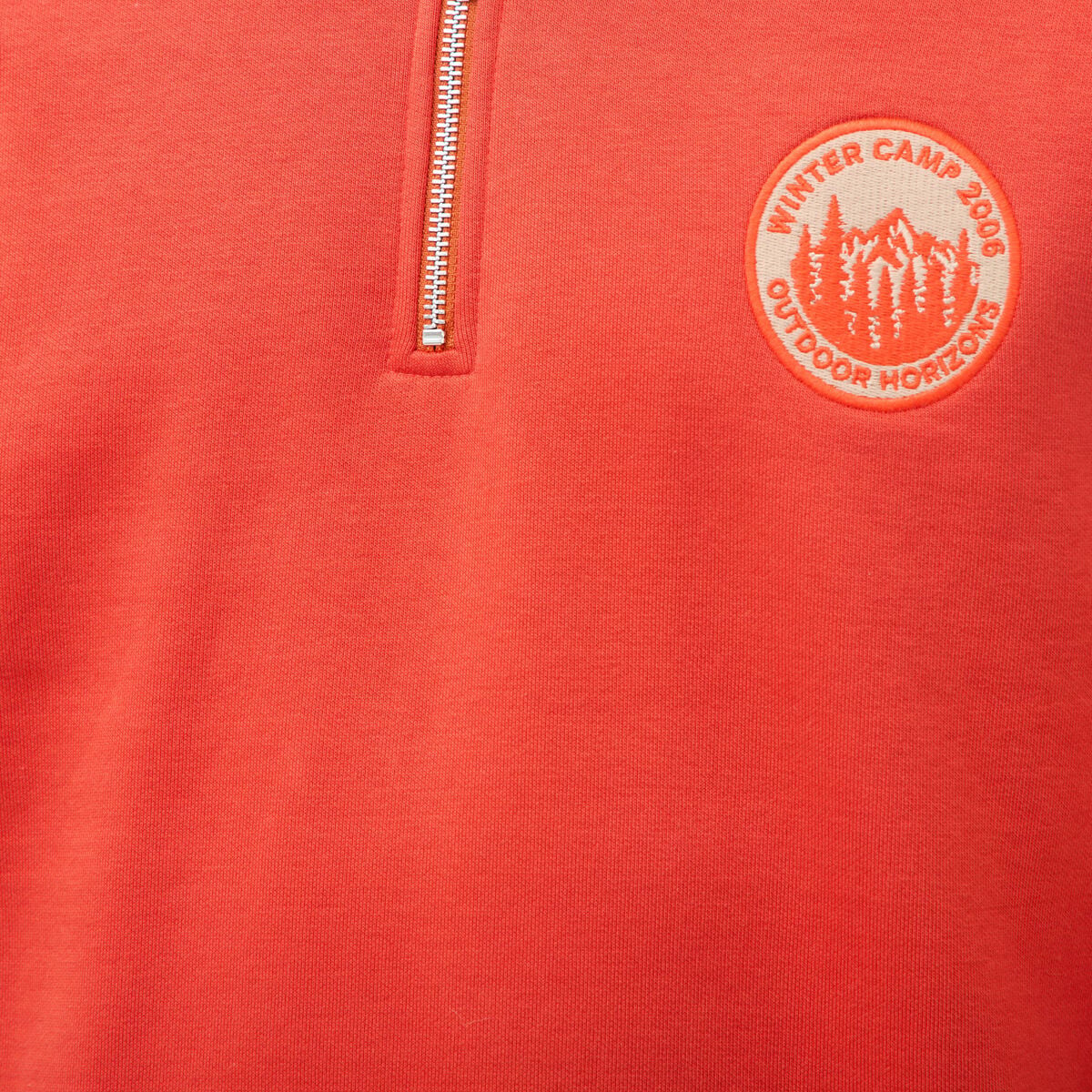 Sweat col camionneur manches longues orange fonc&eacute; homme