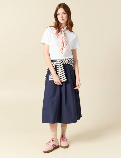Jupe en coton bleu marine femme