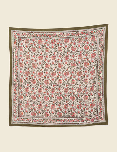 Foulard en coton vert olive femme