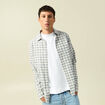 Chemise droite courte en coton ecru homme
