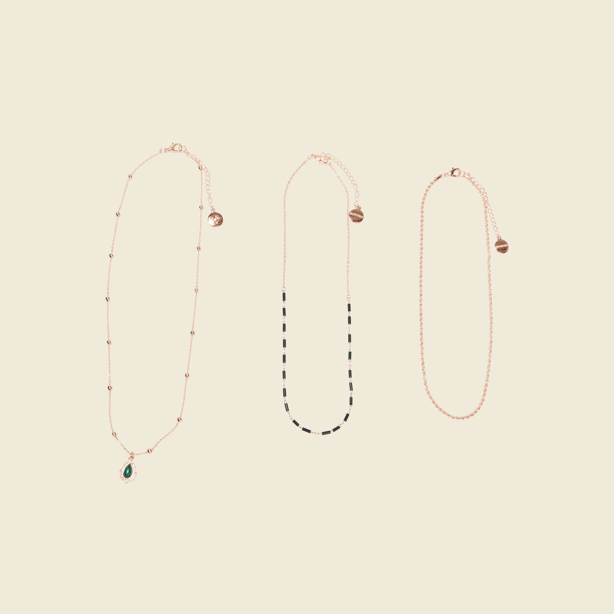 Lot 3 colliers vert canard femme