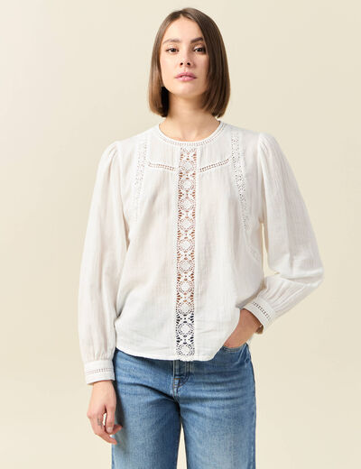 Blouse manches longues blanc femme