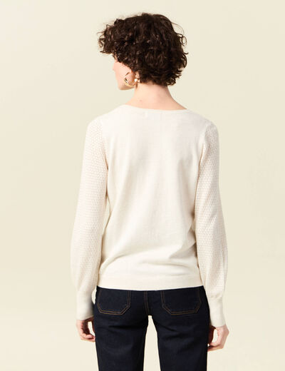 Pull manches longues creme femme