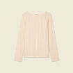 T-shirt manches longues ajouré ecru femme