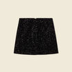 Jupe droite velours sequins noir femme