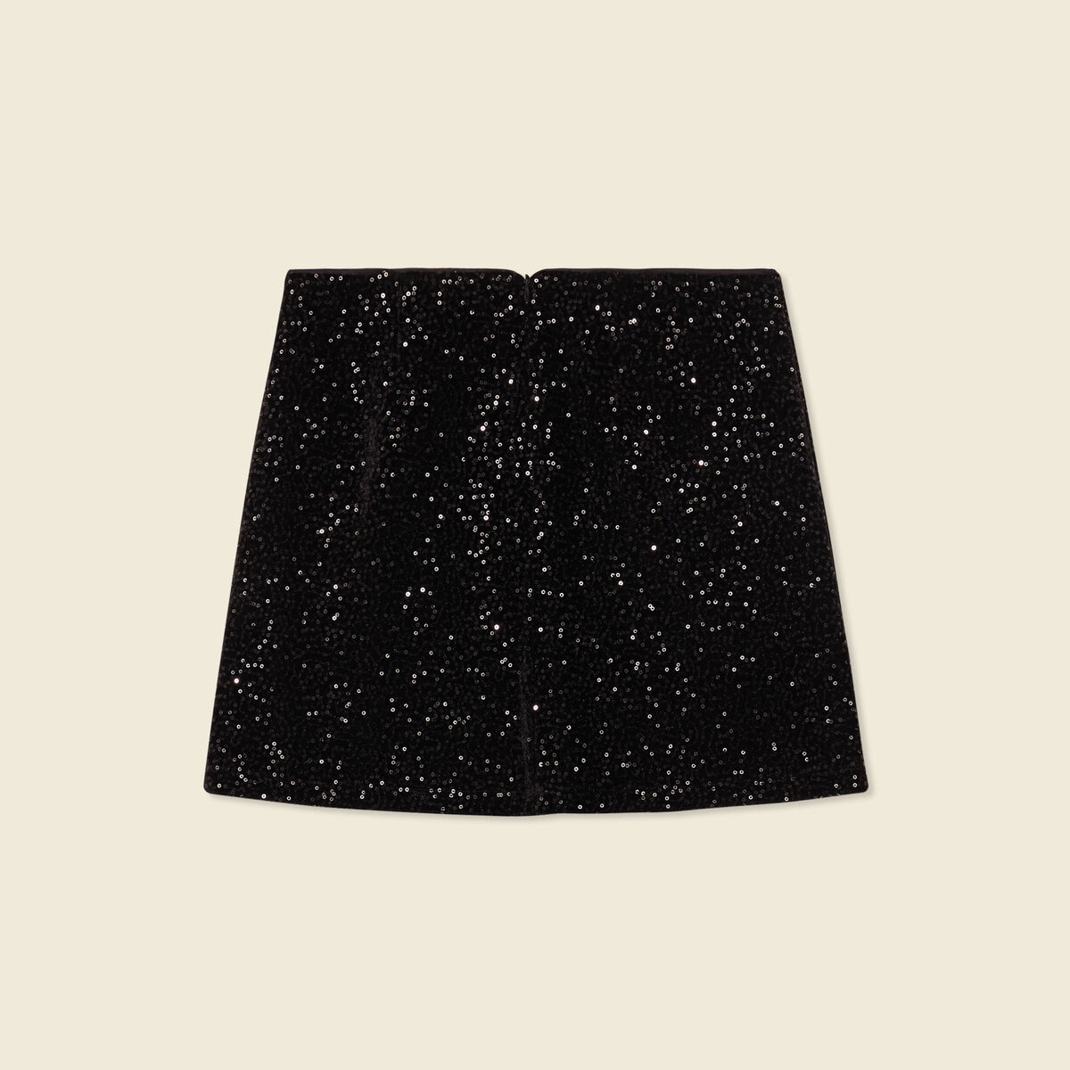 Jupe droite velours sequins noir femme