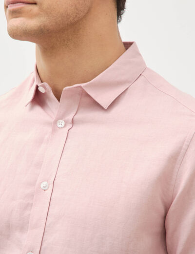 Chemise manches longues rose pastel homme