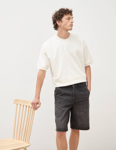 Bermuda en jean coton denim snow noir homme