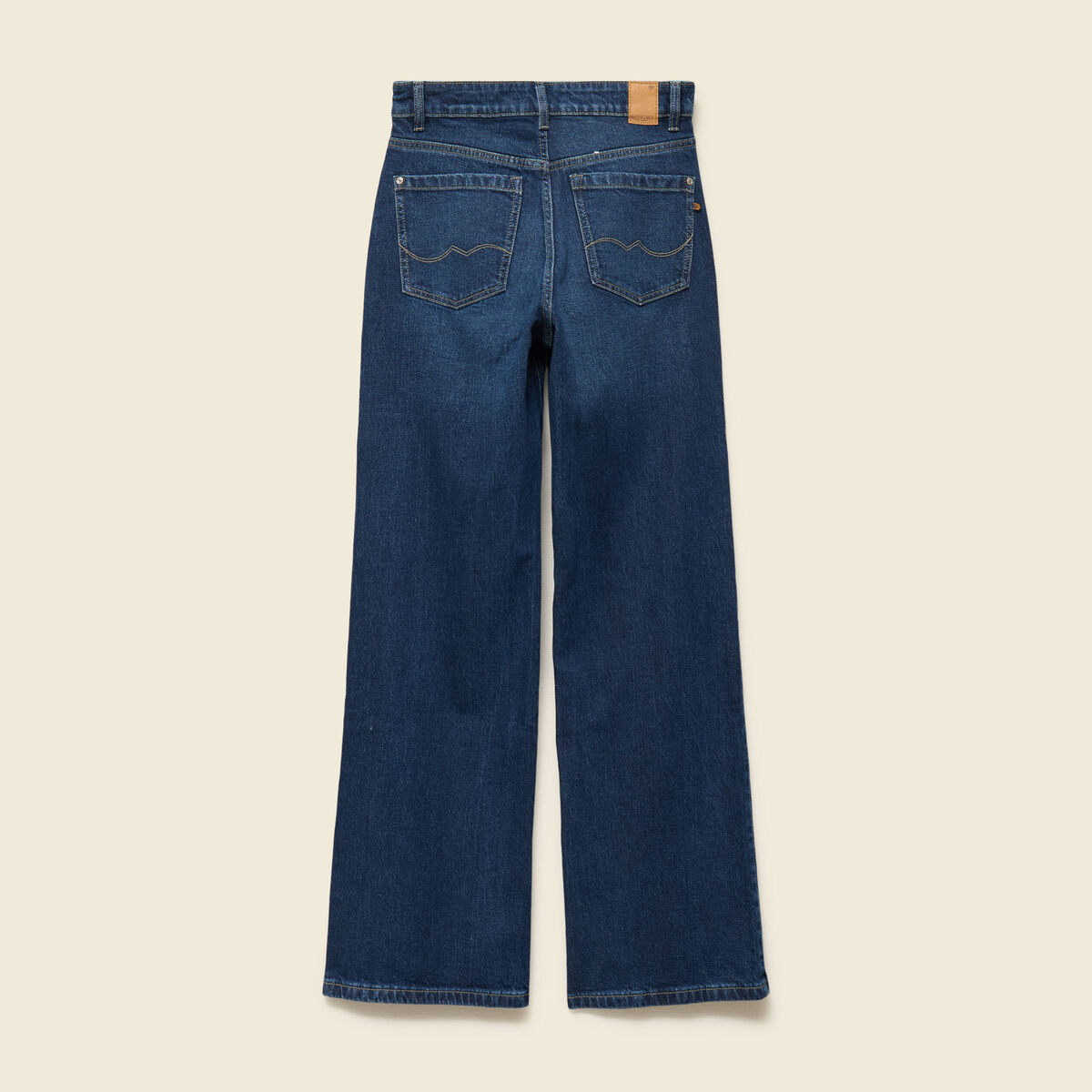 Jeans large taille haute denim brut femme