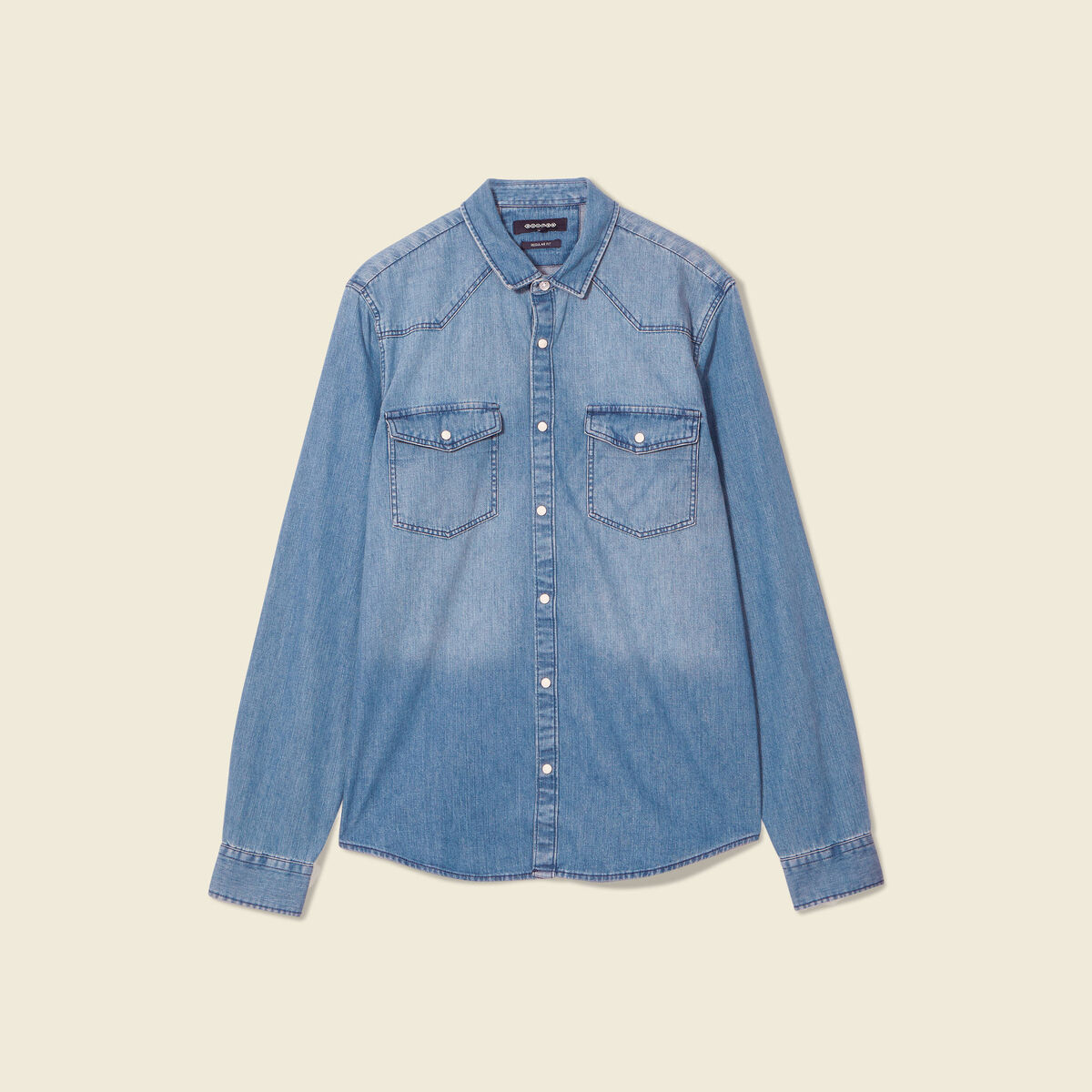 Chemise manches longues denim brut homme