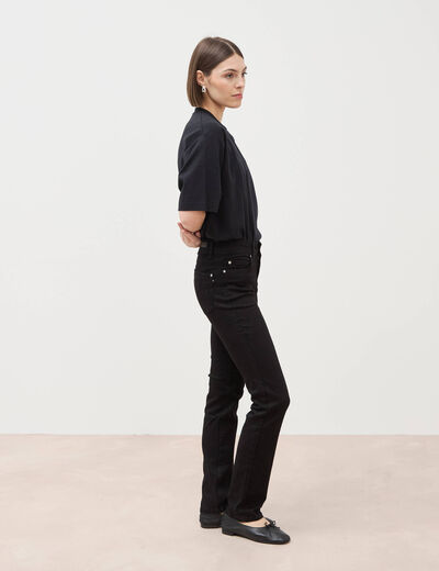 Jeans regular 5 poches denim noir femme