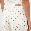 Jeans barrel taille haute bas resserr&eacute; ecru femme