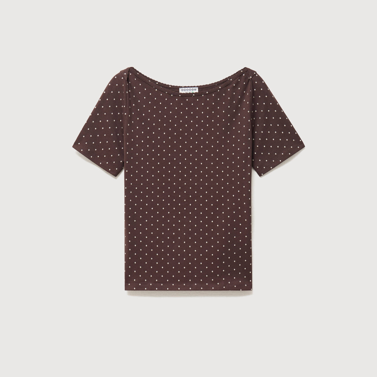 T-shirt ajust&eacute; manches courtes marron femme