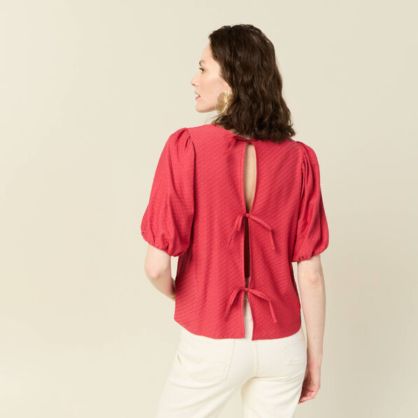 t shirt manches courtes rouge fonce femme T-shirt manches courtes rouge foncé femme