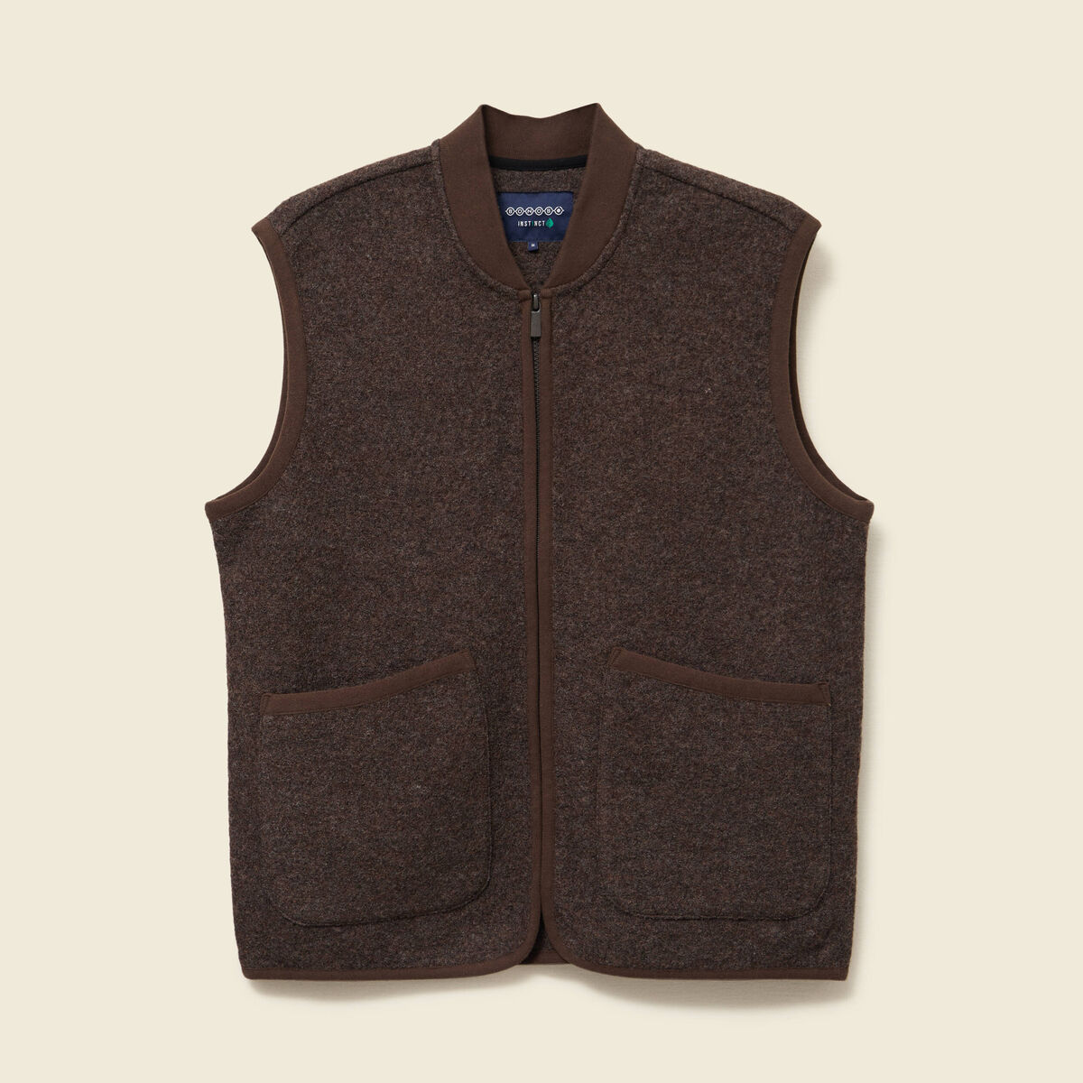 Gilet droit court sans manches marron fonc&eacute; homme