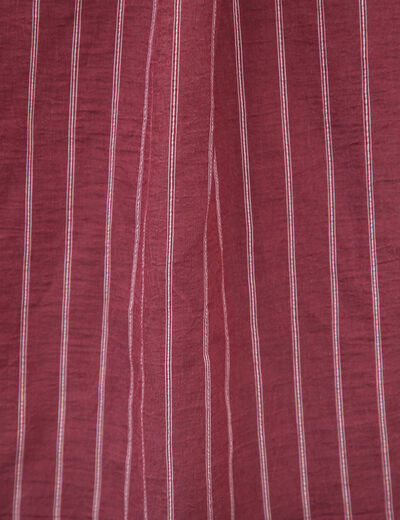 Chemise droite manches longues fluide bordeaux femme