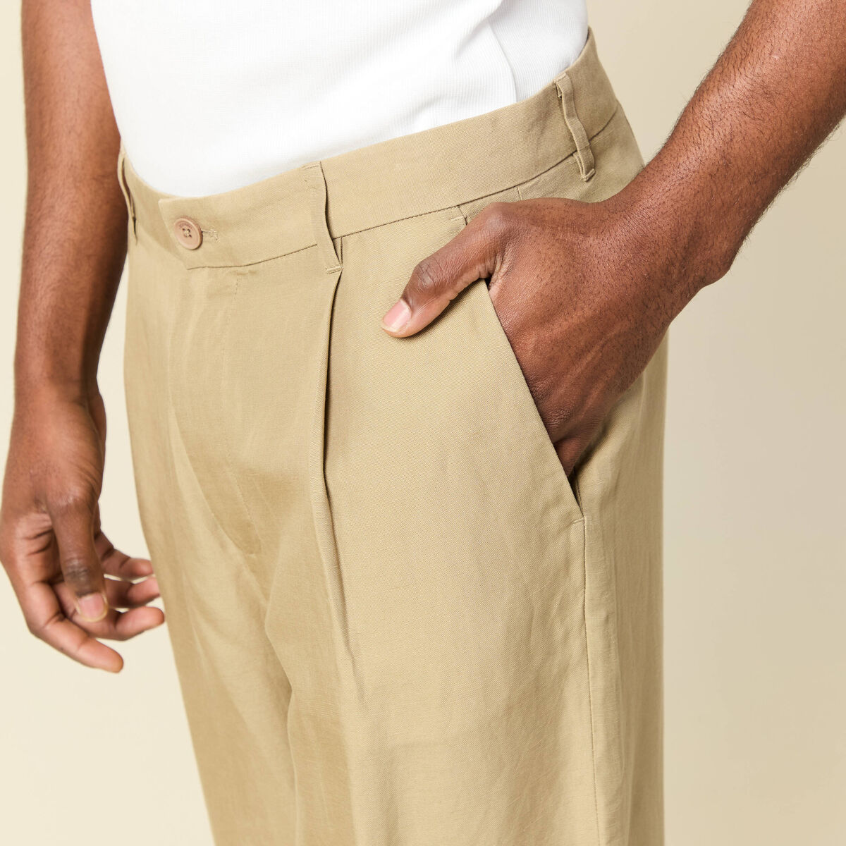 Pantalon droit longueur 32 vert olive homme