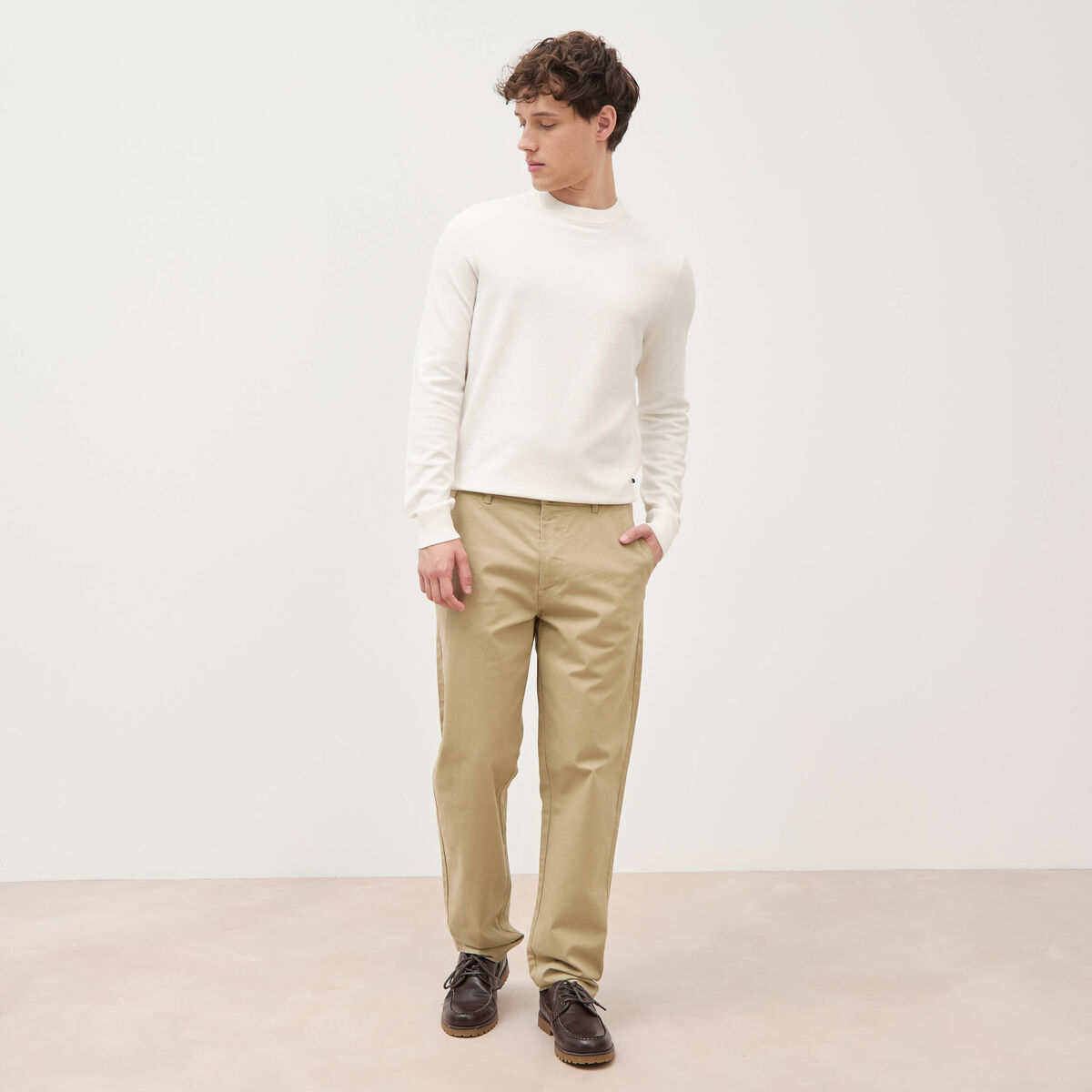 Pantalon regular longueur 32 taupe homme
