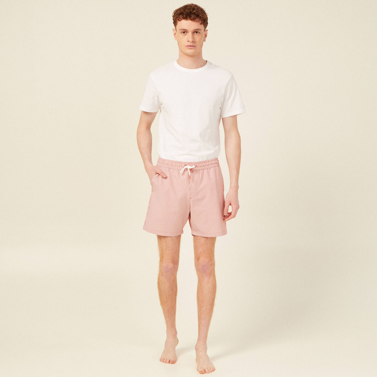 Short de bain marron cognac homme