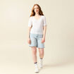 Pull manches courtes ajouré blanc femme