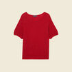 Pull manches courtes rose framboise femme