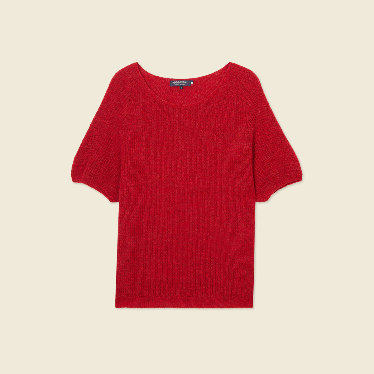 Pull manches courtes rose framboise femme