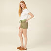 Short straight ceinturé jean vert kaki femme